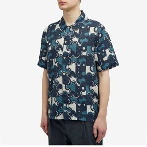 NWT $193 Folk Men's Gabe Vacation Short Sleeved Shirt in Coil Print Size 4/Large